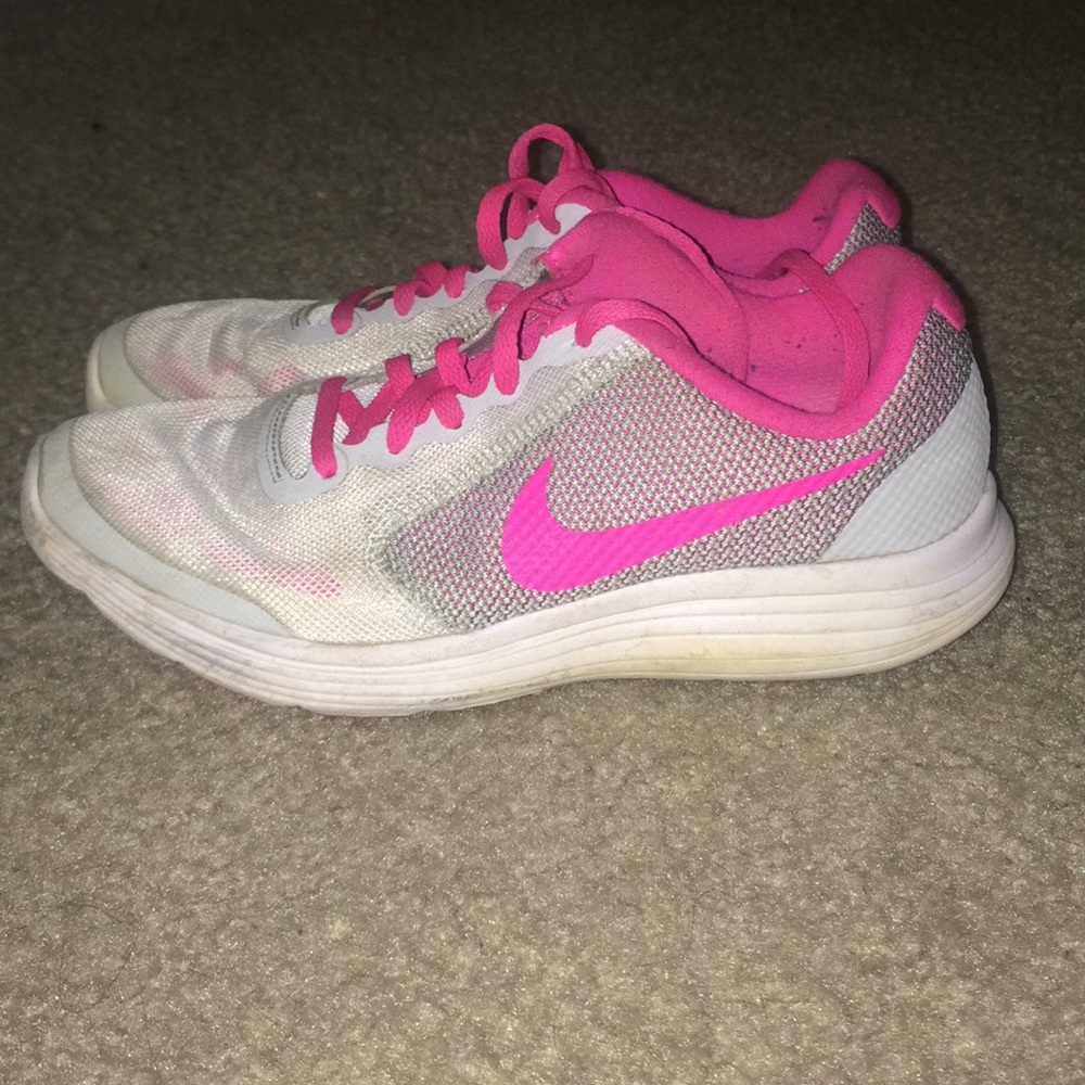 Nike white and pink running shoes